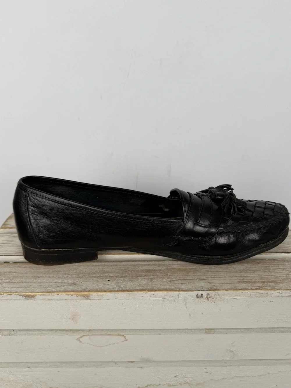Cole Haan Woven black Leather Tassel Loafers men’s size 11 basket weave